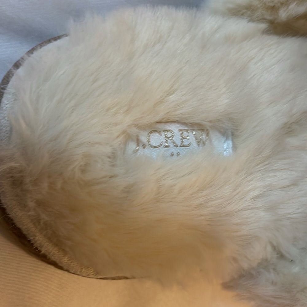 J. CREW Cozy Blue Cable Knit Slippers with Faux Fur - Picture 7 of 7